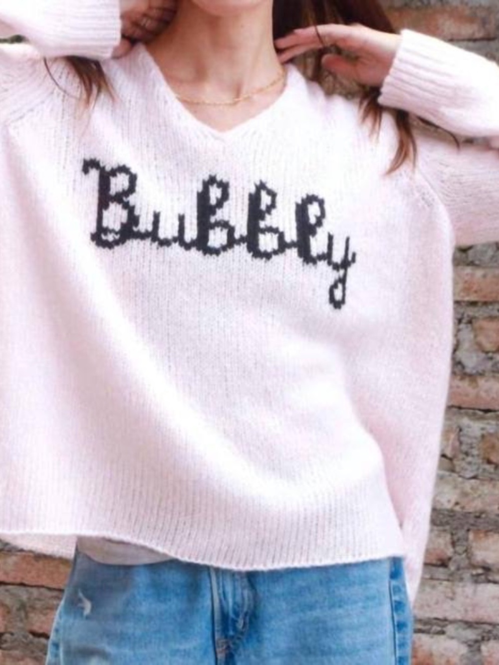 Wooden Ships  Bubbly V-neck Caprice Pink Mohair Blend Pullover Sweater Sz X/S